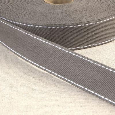 100% Cotton Webbing with Stitches, Grey