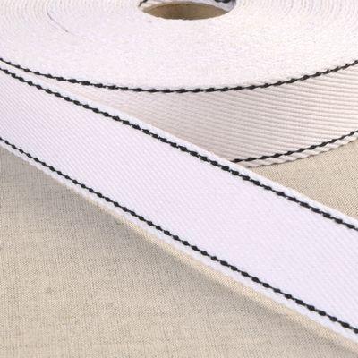 100% Cotton Webbing with Stitches, White