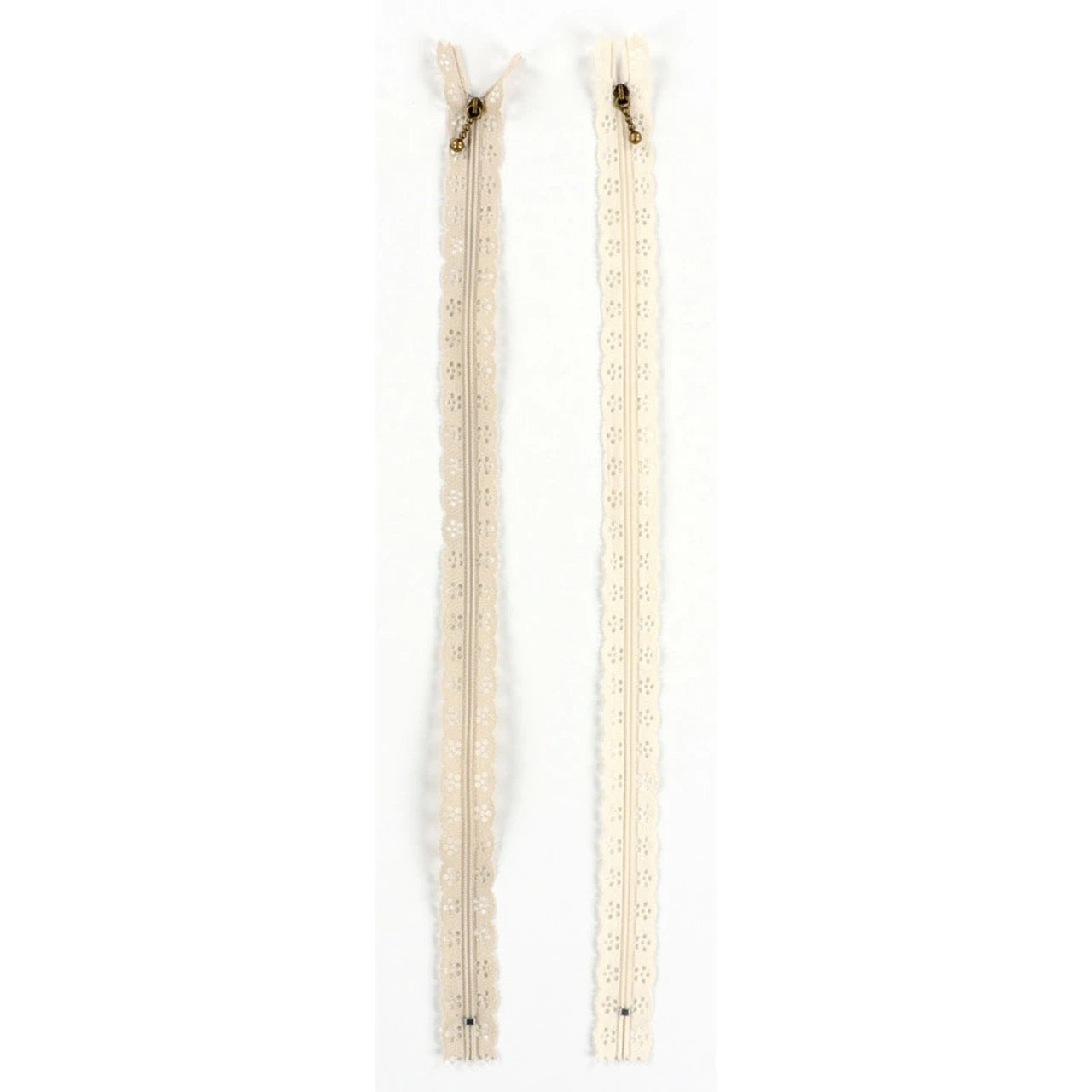 Cream and Pebble Lace Zippers