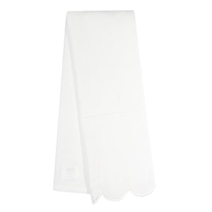 White Scalloped Embroidered Finished Tea Towel