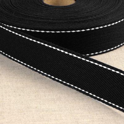 100% Cotton Webbing with Stitches,Black