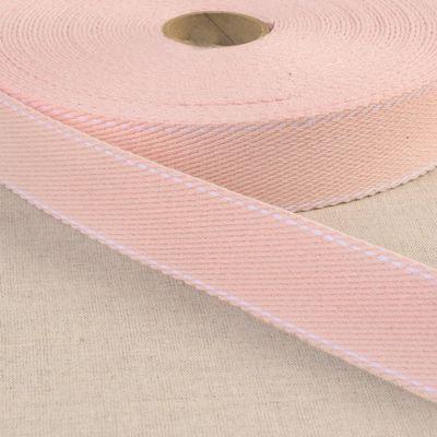 100% Cotton Webbing with Stitches, Light Pink