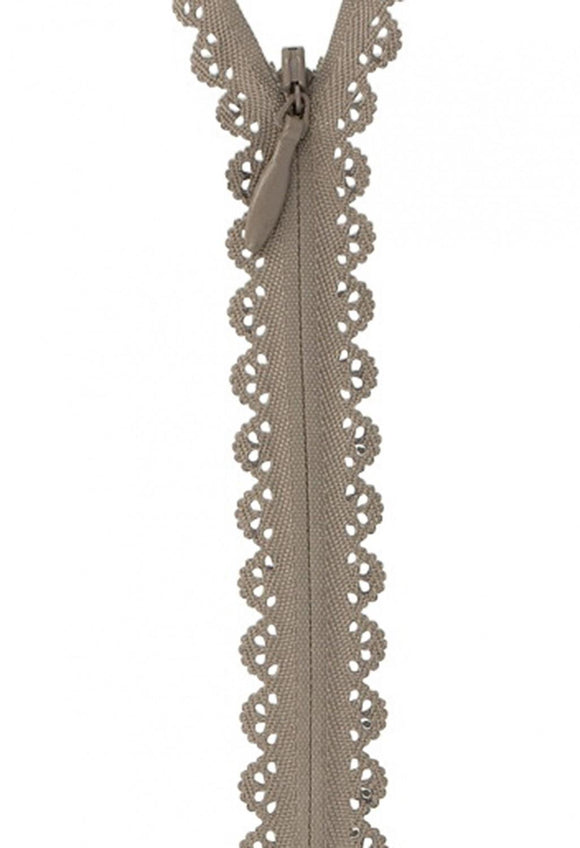 Lace Zipper 40cm Taupe