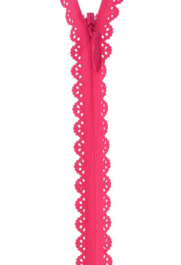 Lace Zipper 40cm Fucshia