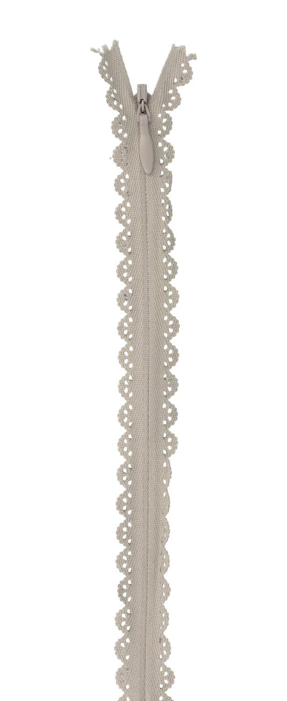 Lace Zipper 40cm Light Gray