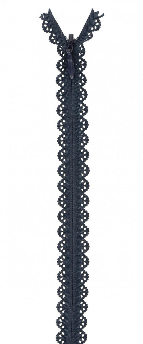 Lace Zipper 40cm Navy