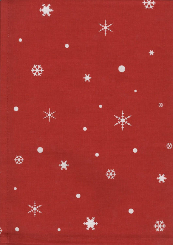 Snowflake Tea Towel Bright Red