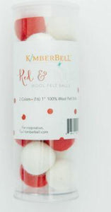 Kimberbell Wool Felt Balls- Red/White Colorway- Retired