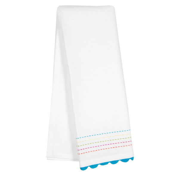 Plain Weave Towel with Multi Color Stitching and Rick Rack