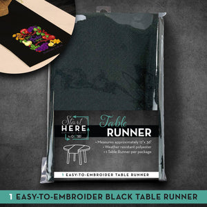 Start Here Easy to Embroider Table Runner Black